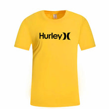 Load image into Gallery viewer, Summer New Men's Hurley Letter Print Round Neck Short Punk Sleeve T-shirt Black White
