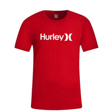 Load image into Gallery viewer, Summer New Men's Hurley Letter Print Round Neck Short Punk Sleeve T-shirt Black White
