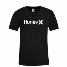 Load image into Gallery viewer, Summer New Men's Hurley Letter Print Round Neck Short Punk Sleeve T-shirt Black White
