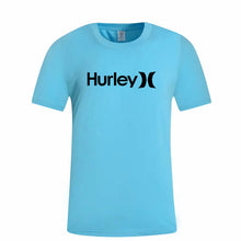 Load image into Gallery viewer, Summer New Men's Hurley Letter Print Round Neck Short Punk Sleeve T-shirt Black White
